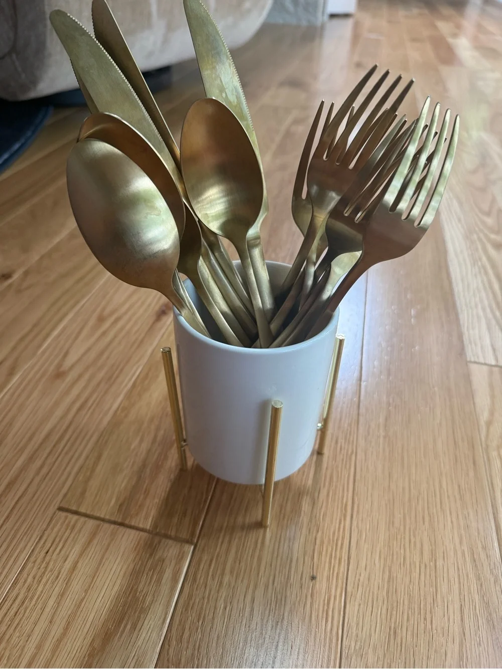 Gold Flatware Set - Modern Matte Gold Cutlery